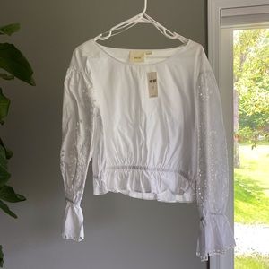 Maeve | NWT Marigot White Lace Sleeve Blouse